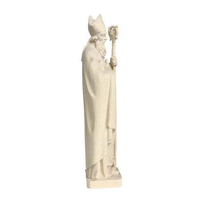 Wooden Sculpture of Saint Patrick with Shamrock and Bishop's Crozier