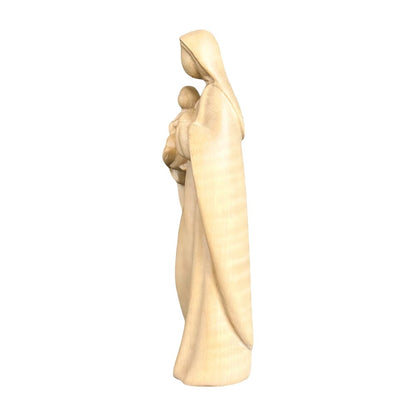 Modern Madonna with Child, Val Gardena Artisanal Wood Sculpture