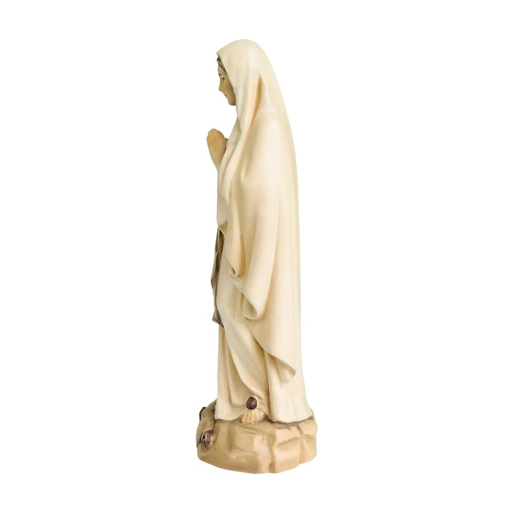 Hand-Carved Wooden Statue of Our Lady of Lourdes in Val Gardena