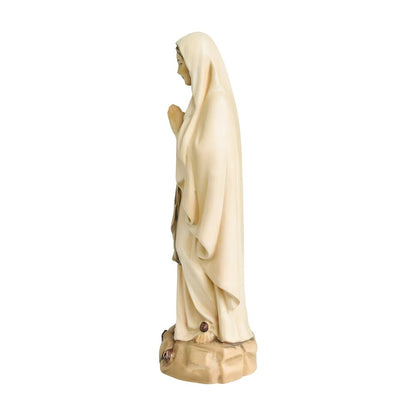 Hand-Carved Wooden Statue of Our Lady of Lourdes in Val Gardena