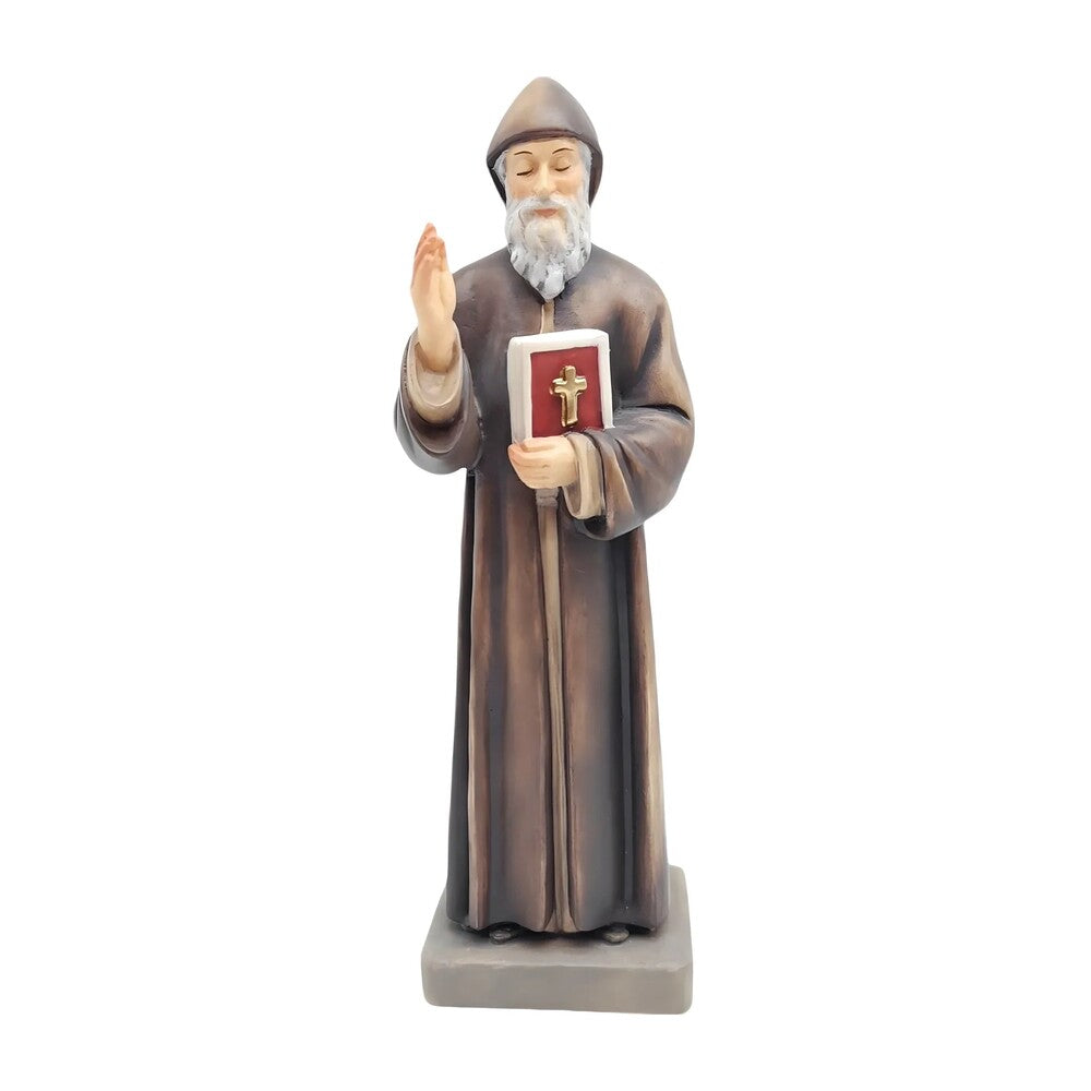 St. Charbel Makhlouf Statue in Hand-Carved Wood Val Gardena