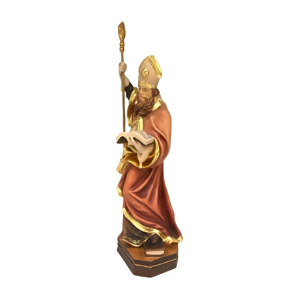 Statue Saint Caius Pope in Carved Wood from Val Gardena, Colored Finish