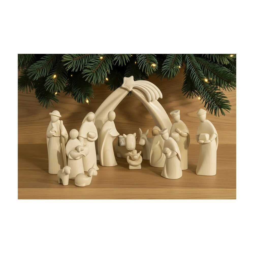 Stella Modern Maple Wood Nativity Scene