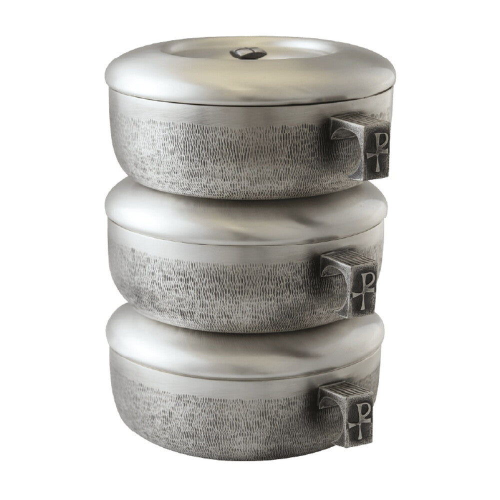 3pc. Stacking Ciboria Set, Silver-ox Gold Line-Textured