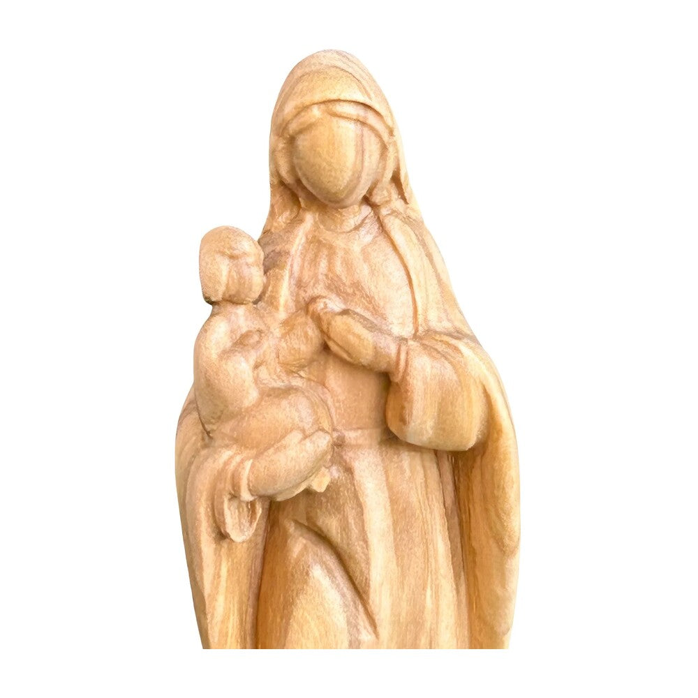 Modern Madonna with Child, Val Gardena Artisanal Wood Sculpture