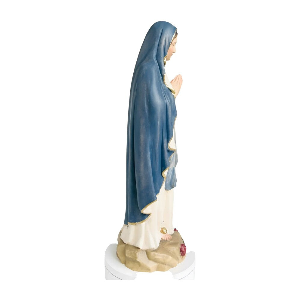 Hand-Carved Wooden Statue of Our Lady of Lourdes in Val Gardena