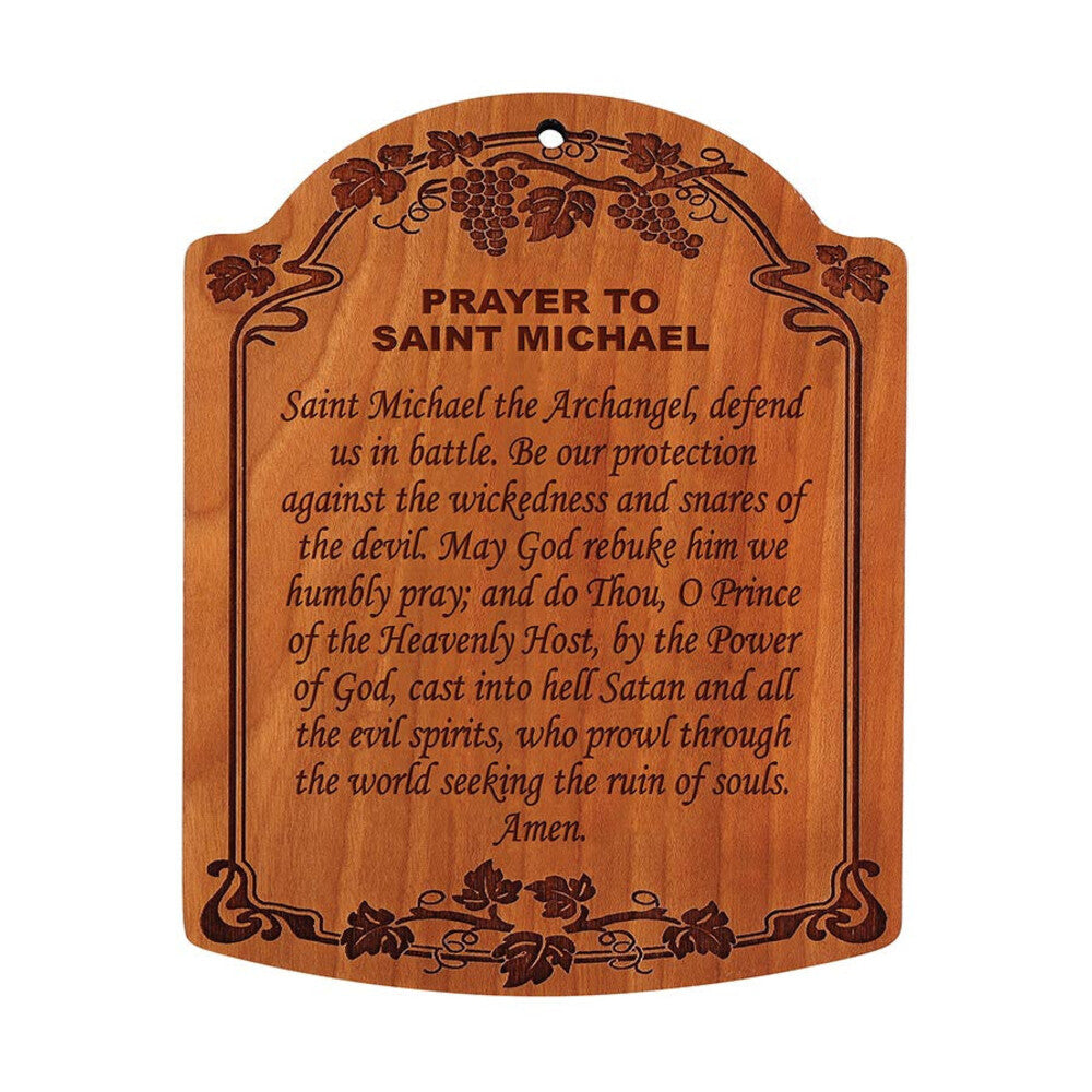 10" Prayer to St. Michael Carved Wood Plaque