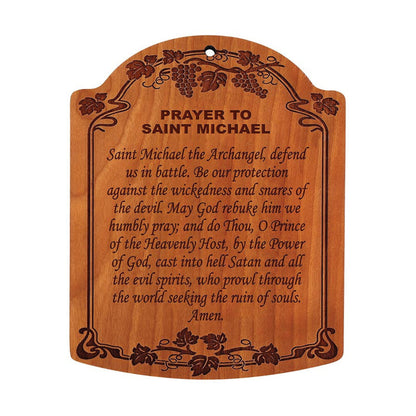 10" Prayer to St. Michael Carved Wood Plaque