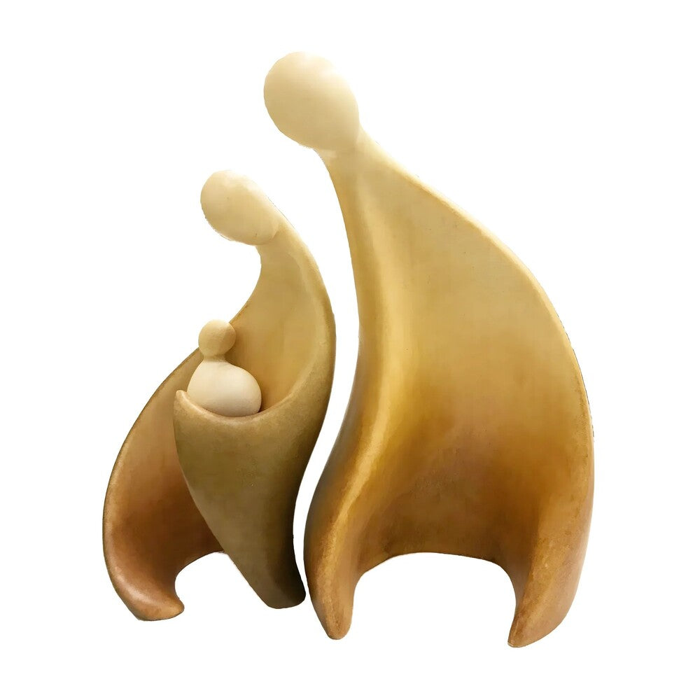 Abstract Holy Family Sculpture in Maple Wood Val Gardena