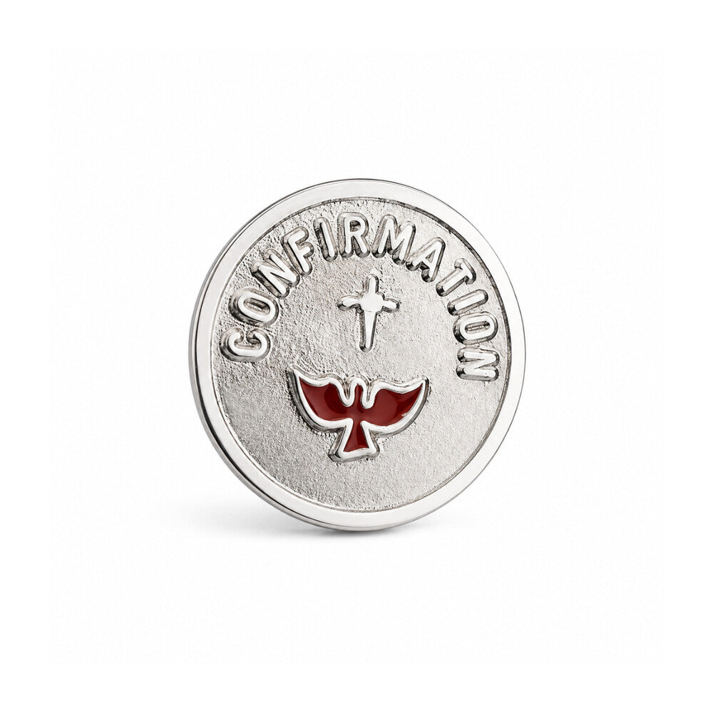 Confirmation Cross And Red Dove Lapel Pin
