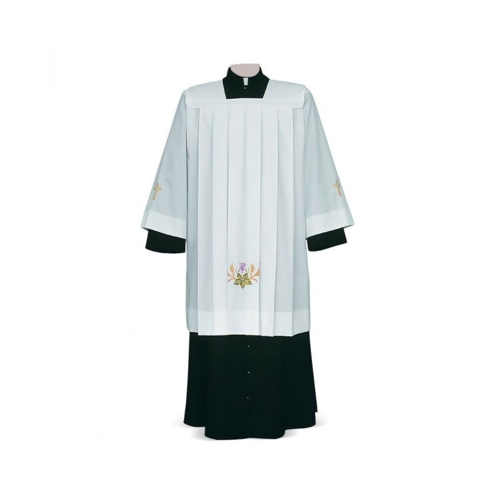 Vine and Wheat White Cotta with Eucharistic Embroidery