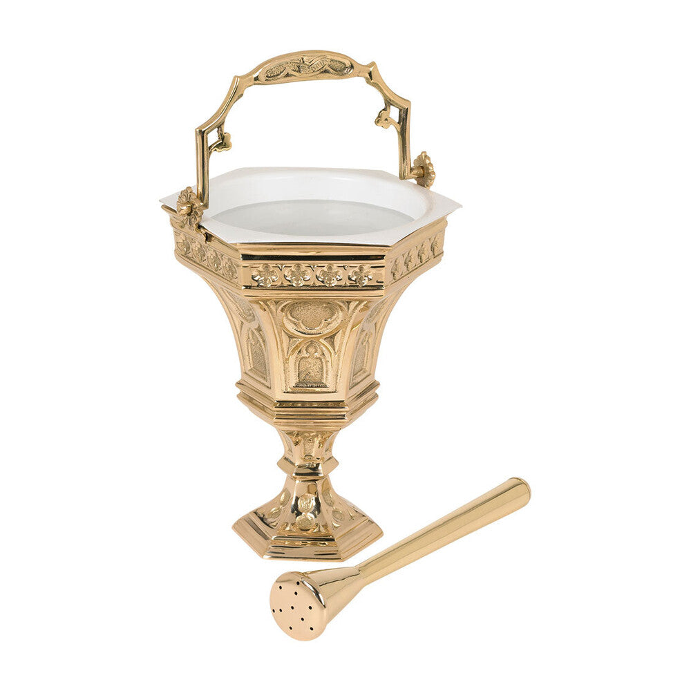 7 3/4” High Hexagon Holy Water Pot with Sprinkler