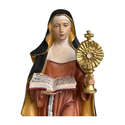 Statue of Saint Clare of Assisi with Monstrance in Wood Carved in Val Gardena