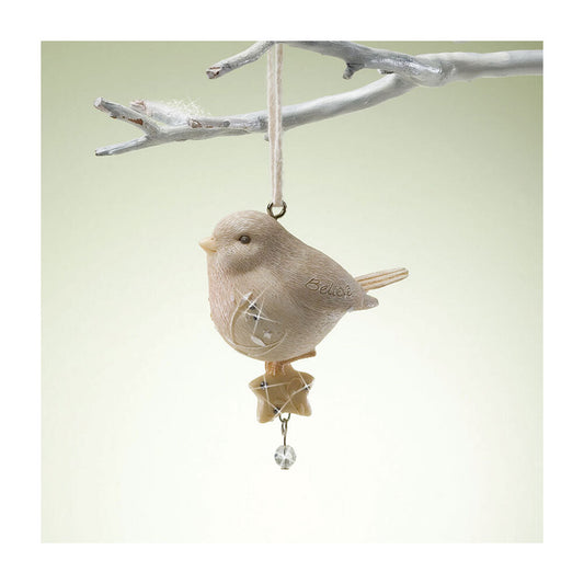 Believe Bird with Star Hanging Christmas Ornament