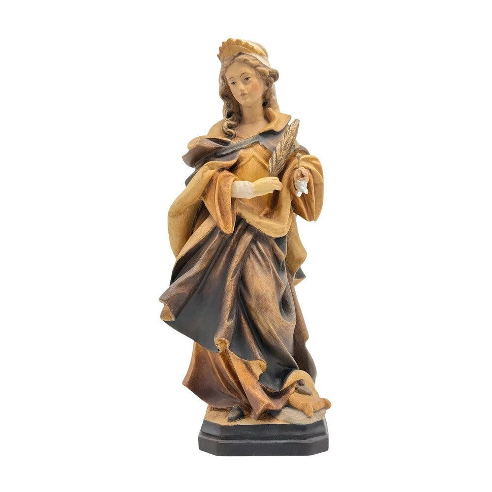 Saint Ursula Guide and Martyr, Hand-Carved Wood Statue from Val Gardena