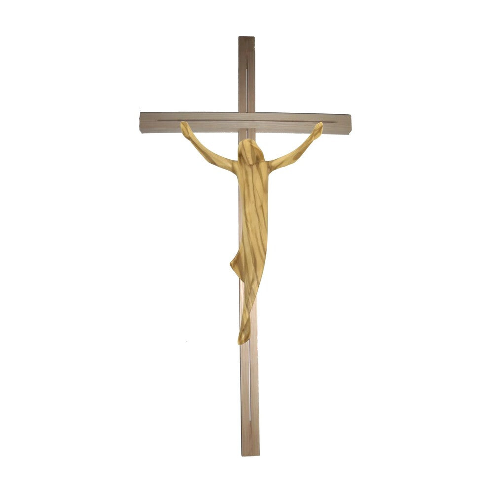 Stylized Christ on Maple and Linden Wood Cross Val Gardena