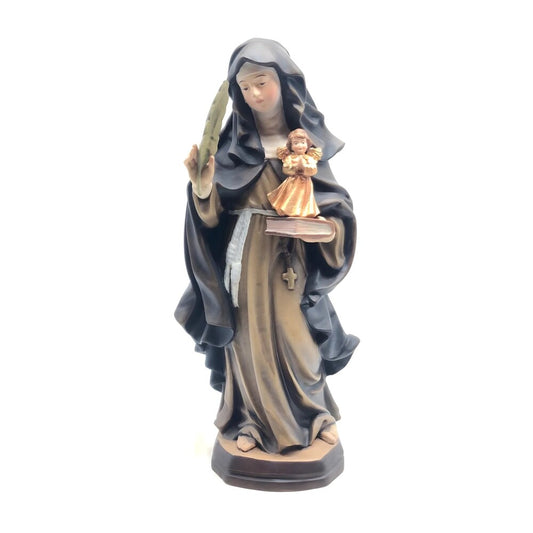 Sculpture of Saint Francesca Romana with Guardian Angel in Val Gardena Wood
