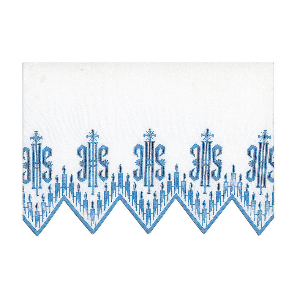 Blue Silk Embroidered Altar Cloth - Design BV1408B