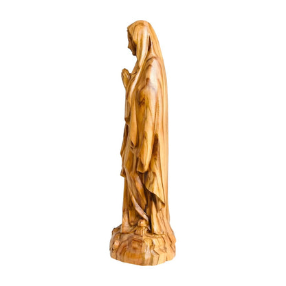 Hand-Carved Wooden Statue of Our Lady of Lourdes in Val Gardena
