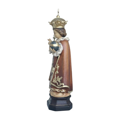 Infant Jesus of Prague Polychrome Hand-Carved Wooden Statue