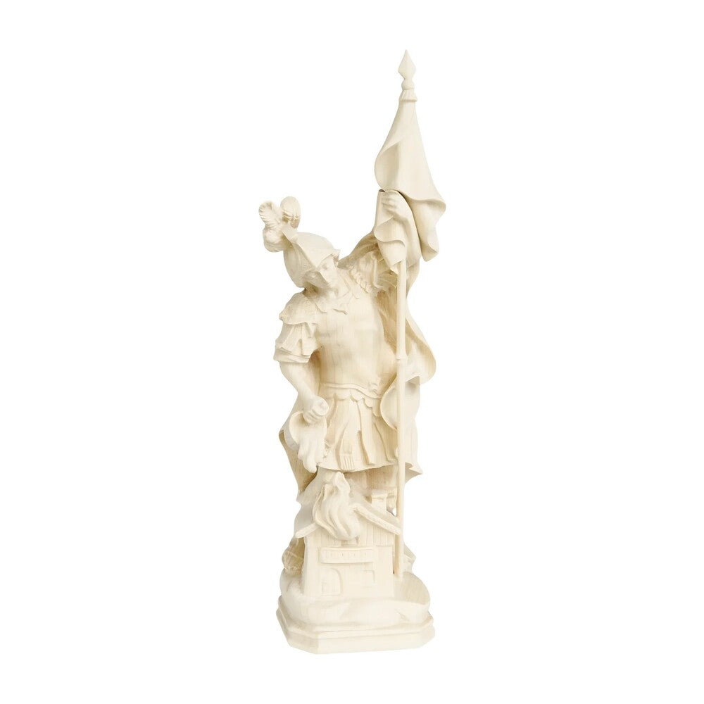 Hand-Carved Wooden Saint Florian Statue from Val Gardena