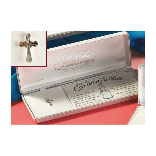To My Grandfather Ribbed Flare Cross Lapel Pin