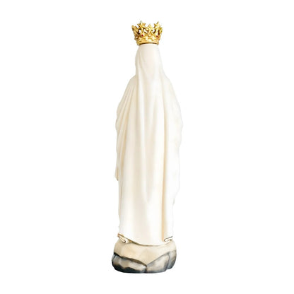 Our Lady of Lourdes Statue with Golden Crown in Carved Wood