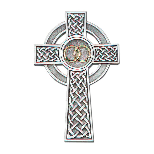 8" Fine Pewter Knotted Celtic Wedding Cross, Style JC9275E