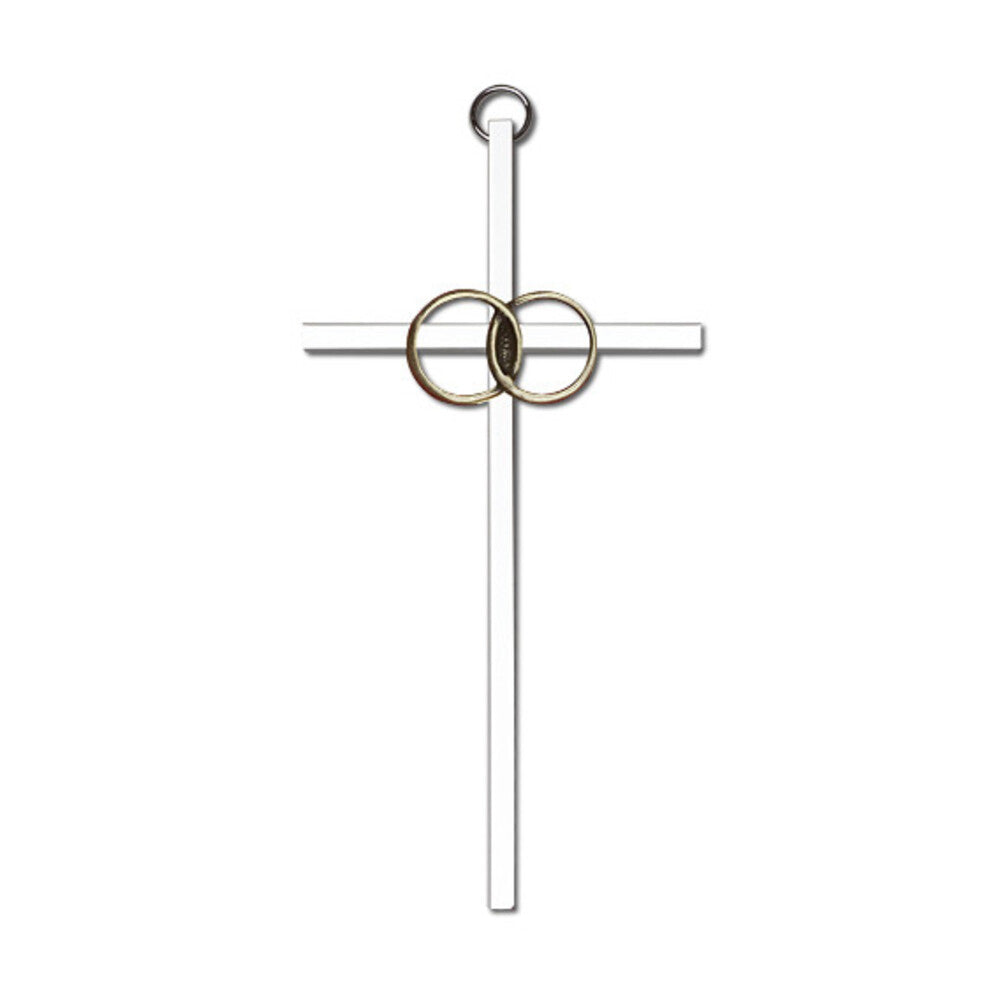 Wedding Rings 6" Metal Wall Cross 4602