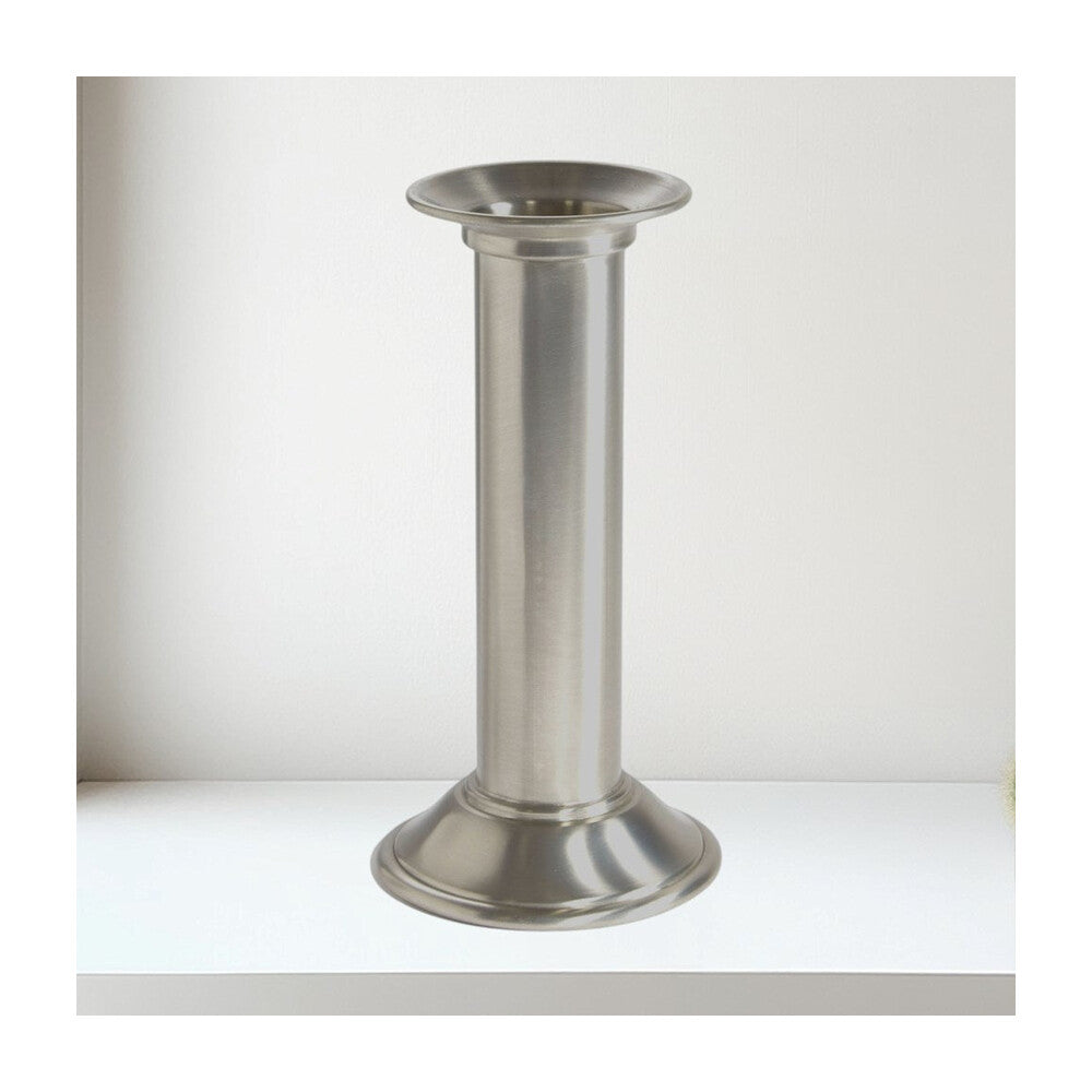 Large Pillar Antique Finish Pewter Candle Holder