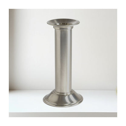Large Pillar Antique Finish Pewter Candle Holder