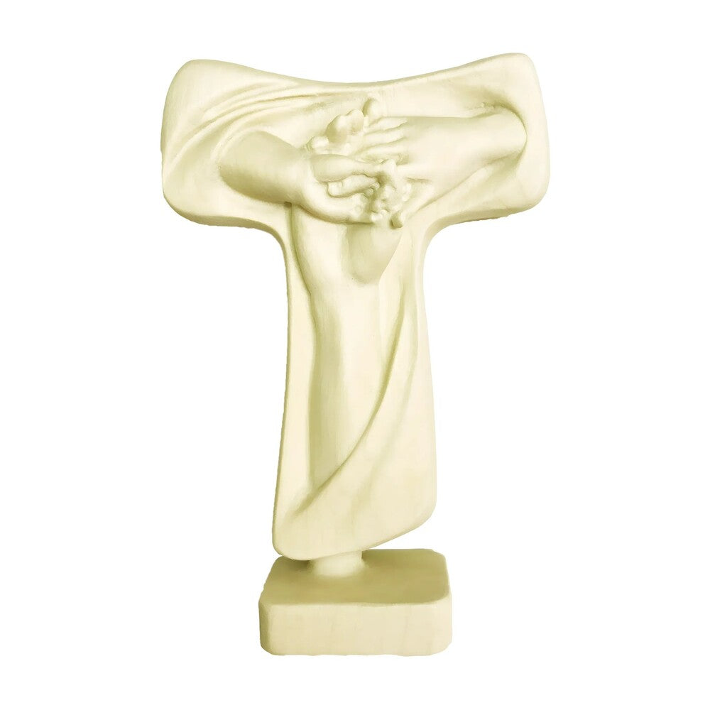Tau Cross of Peace in Val Gardena Wood, Artisan Sculpture of Unity