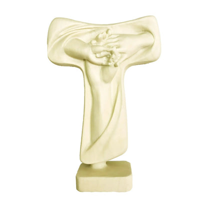 Tau Cross of Peace in Val Gardena Wood, Artisan Sculpture of Unity