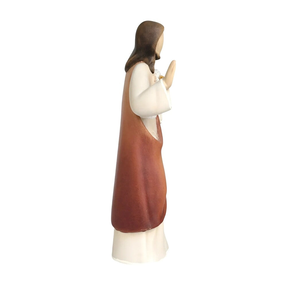 Modern Wooden Sacred Heart of Jesus Sculpture from Val Gardena