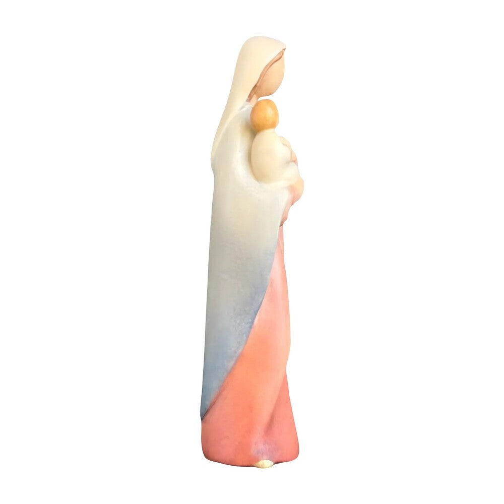 Modern Madonna with Child, Val Gardena Artisanal Wood Sculpture