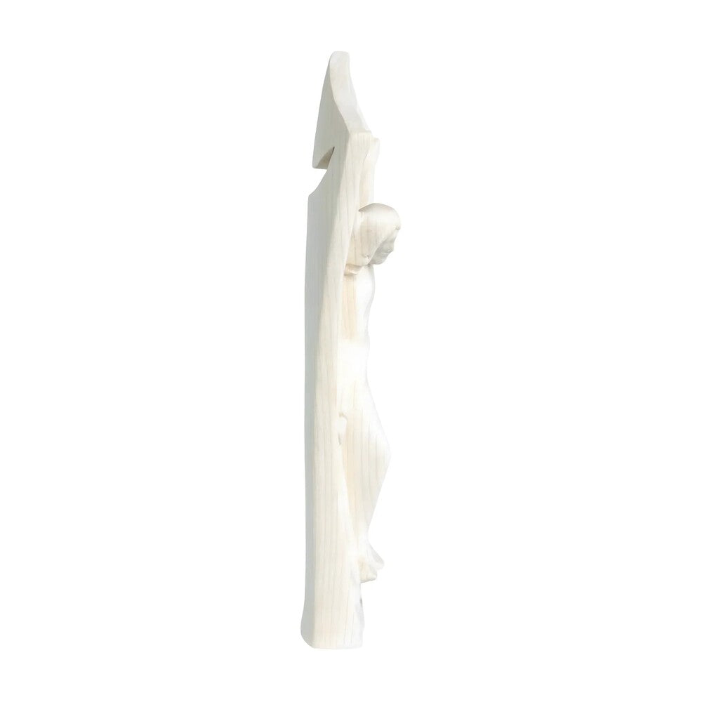 Modern Stylized Crucifix in Natural Val Gardena Wood