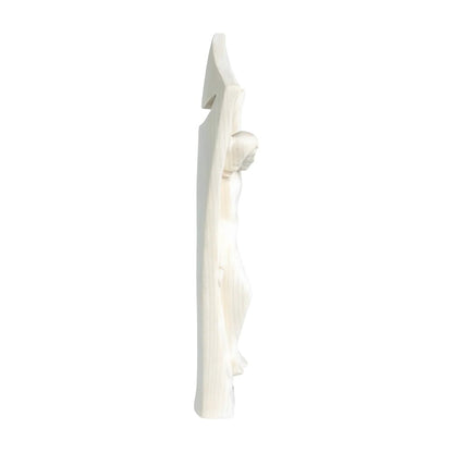 Modern Stylized Crucifix in Natural Val Gardena Wood