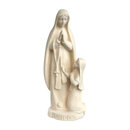 Statue of Our Lady of Lourdes with Saint Bernadette in Wood, Val Gardena
