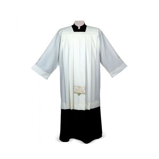 Eucharistic Wheat & Grape Embroidered Ivory Cotta