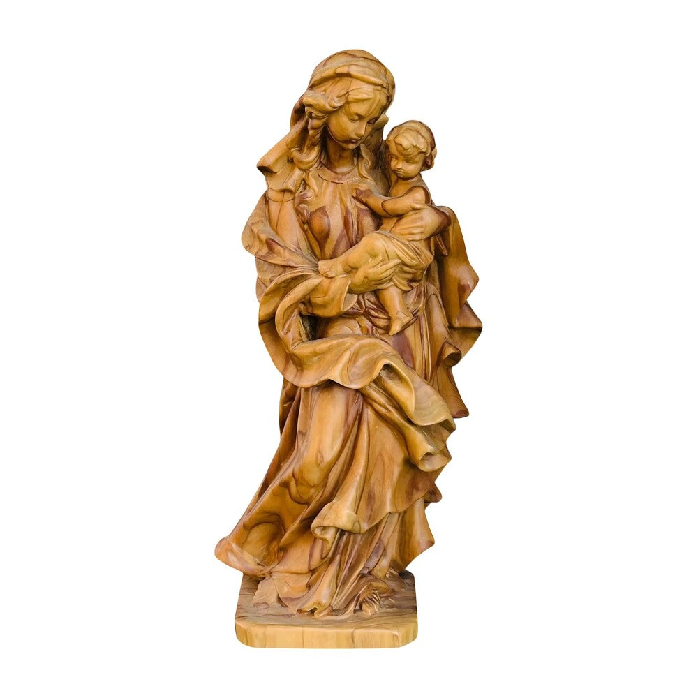 Our Lady of the Heart with Child statue in carved wood from Val Gardena