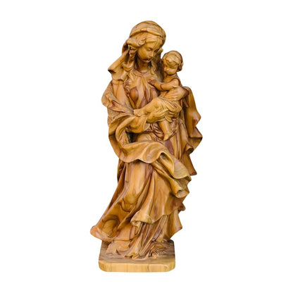 Our Lady of the Heart with Child statue in carved wood from Val Gardena