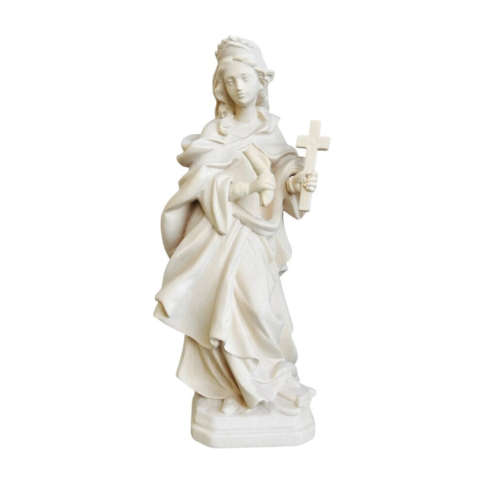 Wooden Statue Saint Margaret, Hand Carved and Painted in Val Gardena