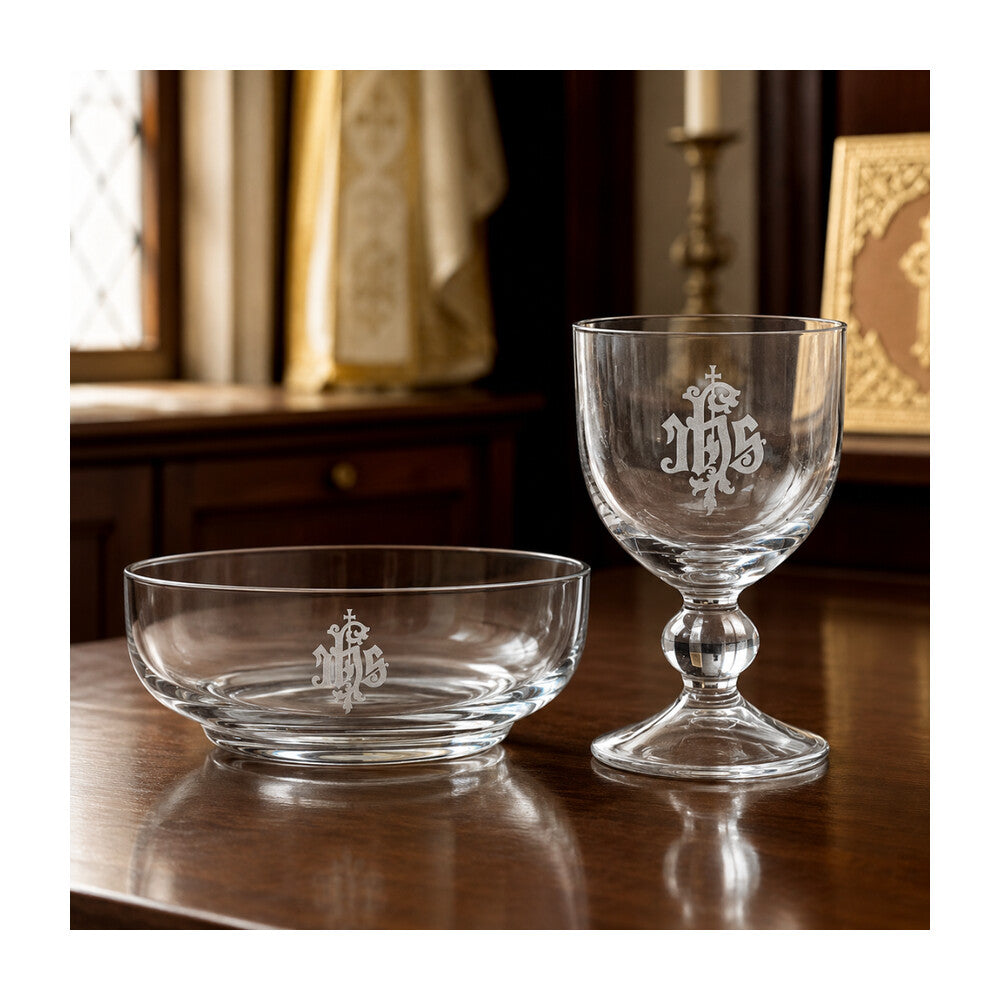 IHS Glass Chalice & Bowl Set