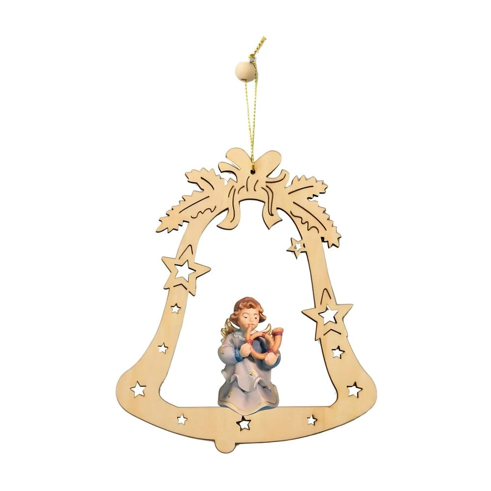 Handcrafted Bell with Musical Angel in maple wood from Val Gardena