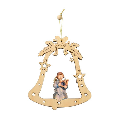 Handcrafted Bell with Musical Angel in maple wood from Val Gardena