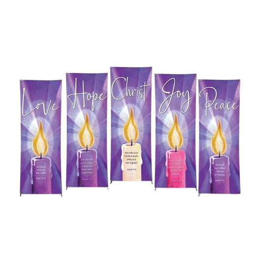 Purple Advent Candle Banner Set