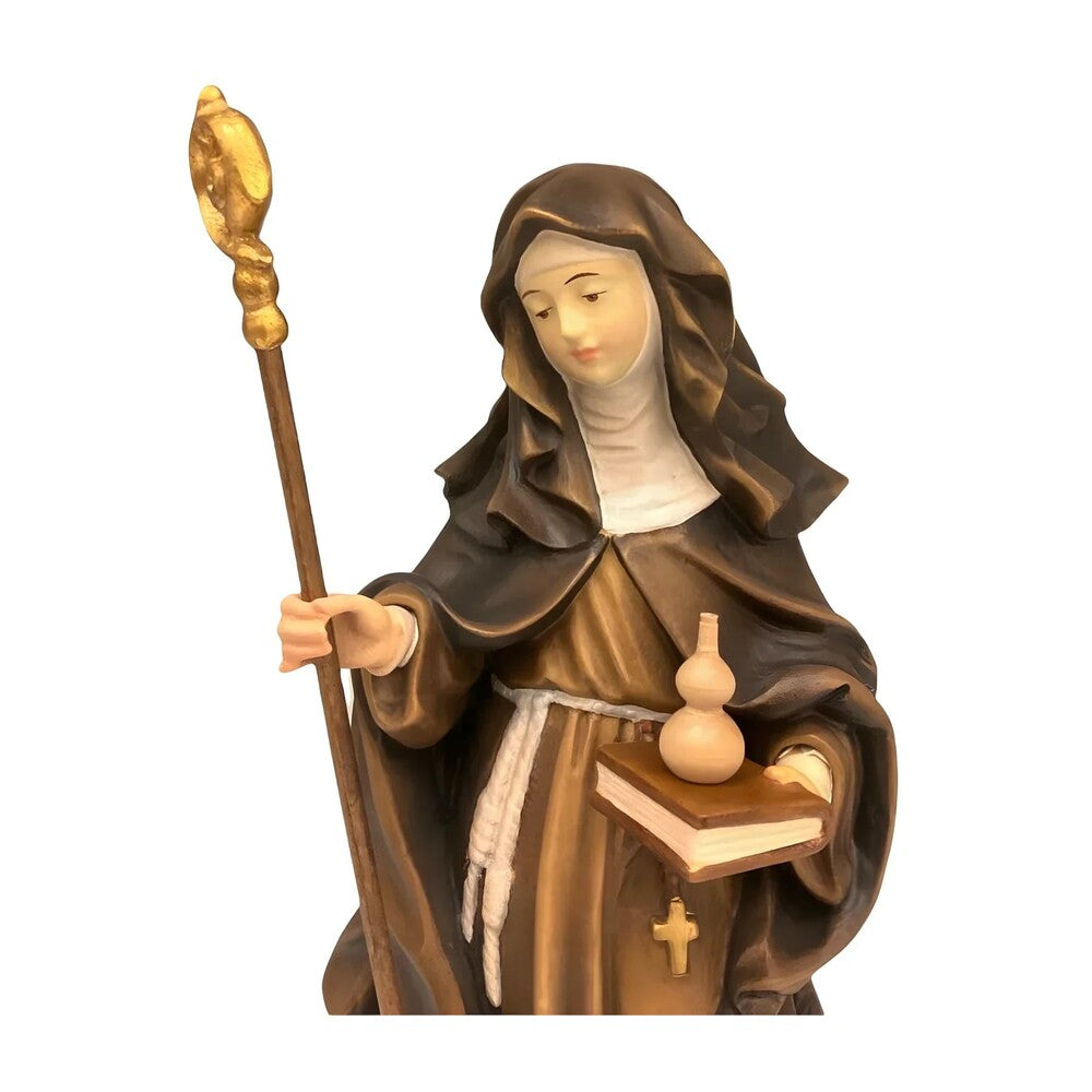 Saint Walburga Hand Carved Oil Painted Wood Statue Val Gardena