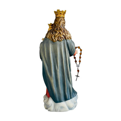Our Lady of the Rosary with Child Statue Val Gardena Wood