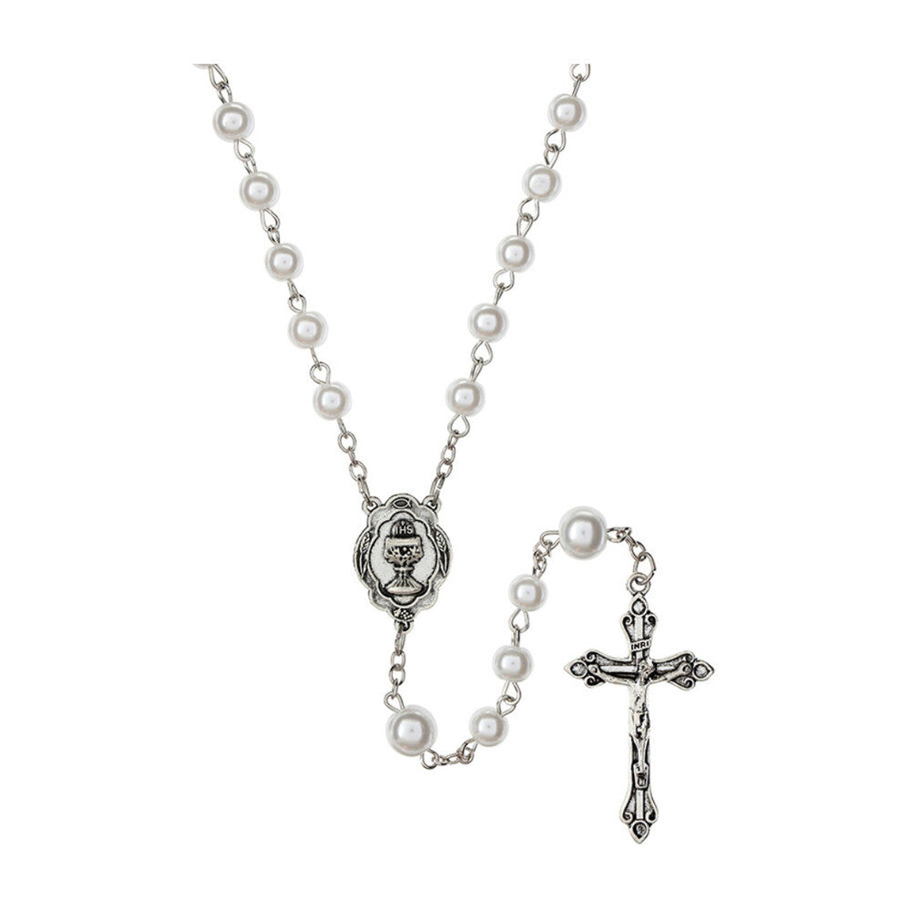 Most Blessed Sacrament First Communion White Pearl Rosary