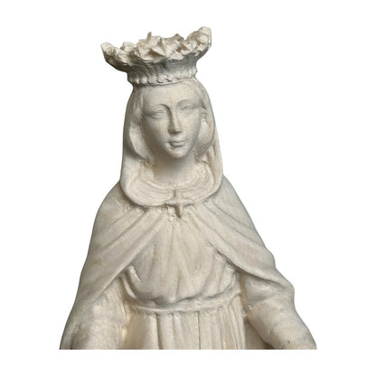 Statue Madonna with Crown and Welcoming Gesture, Val Gardena Wood Sculpture